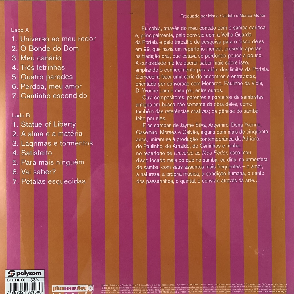 Marisa Monte - Universo Ao Meu Redor (LP novo)