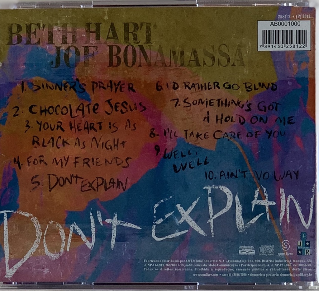 Beth HartJ/Joe Bonamassa - Don't Explain (CD usado)