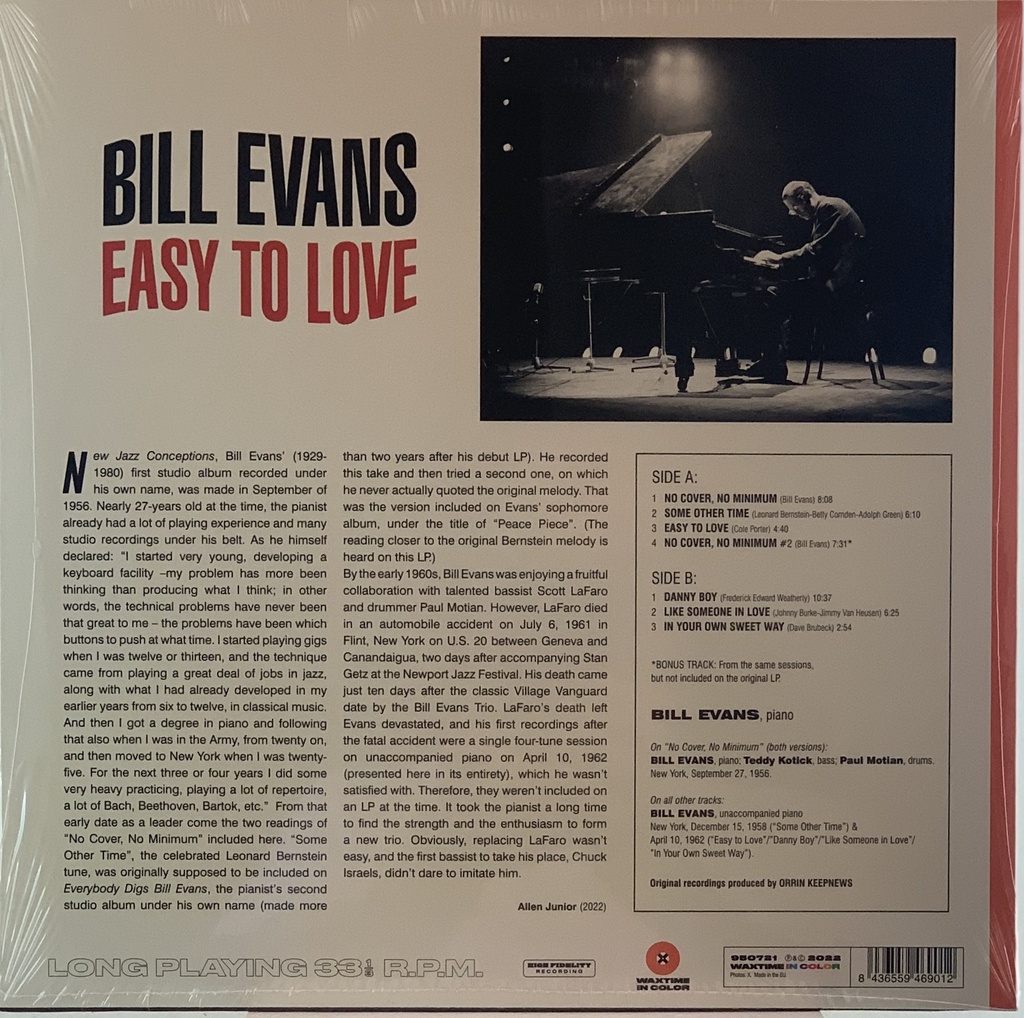 Bill Evans - Easy To Love (vinil colorido) (novo/lacrado)