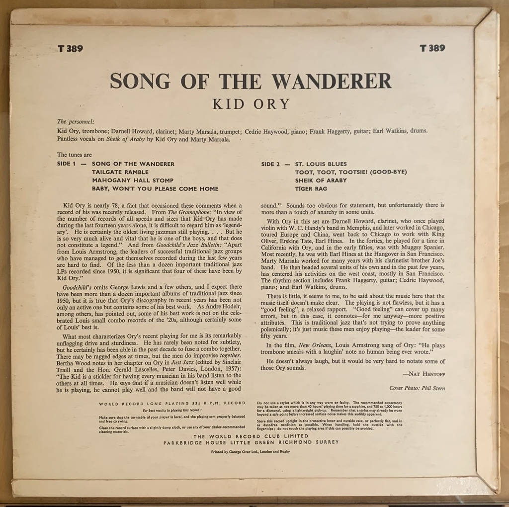 Kid Ory - Song Of The Wanderer (usado)