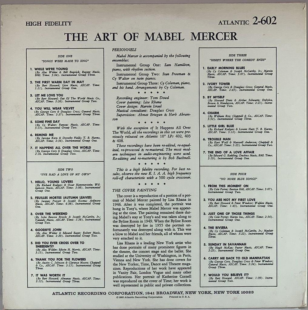 Mabel Mercer - The Art of Mabel Mercer (2LPs usado)