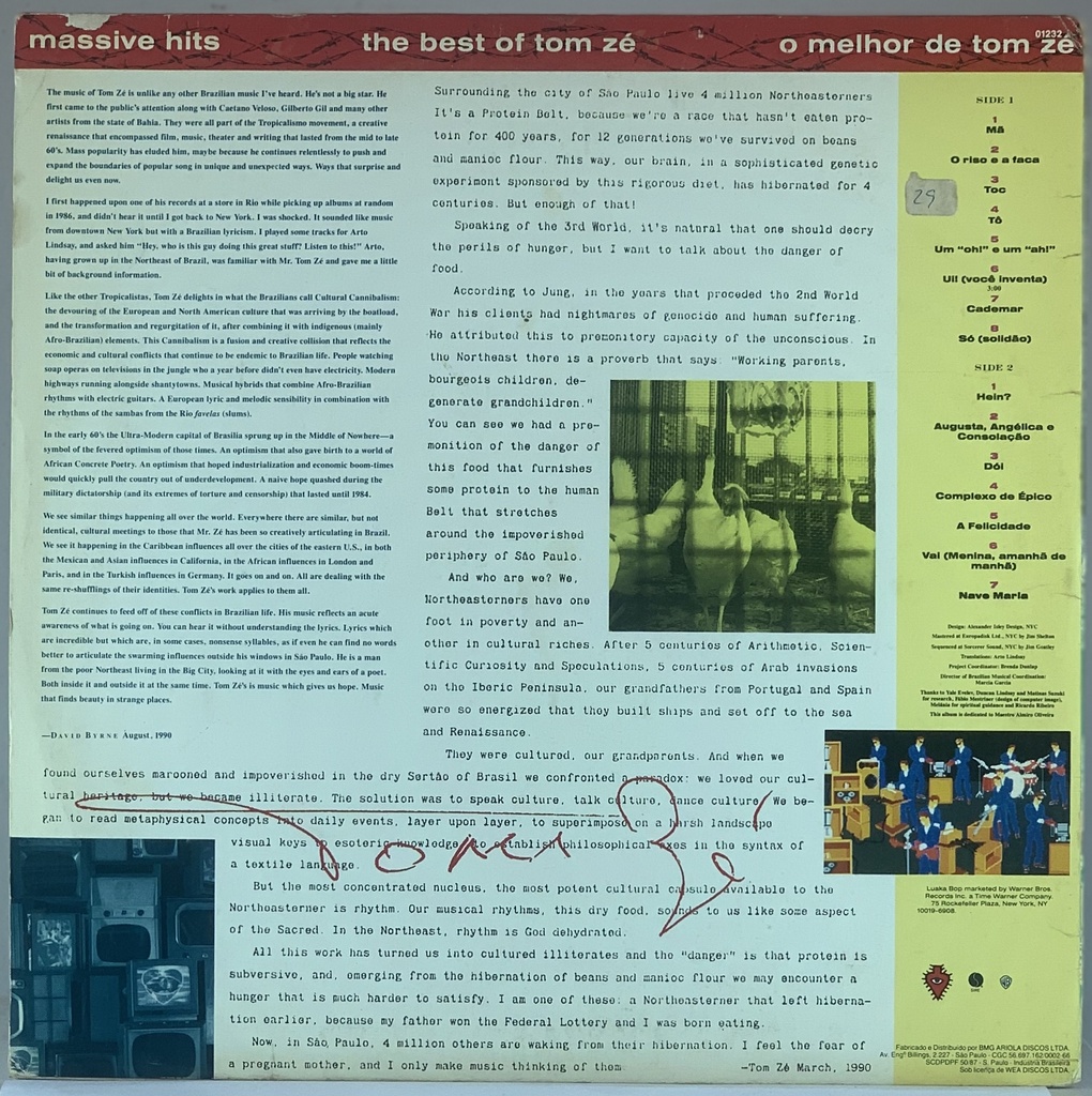 Tom Zé – The Best of Tom Zé [Brazil Classics 4] (LP usado)