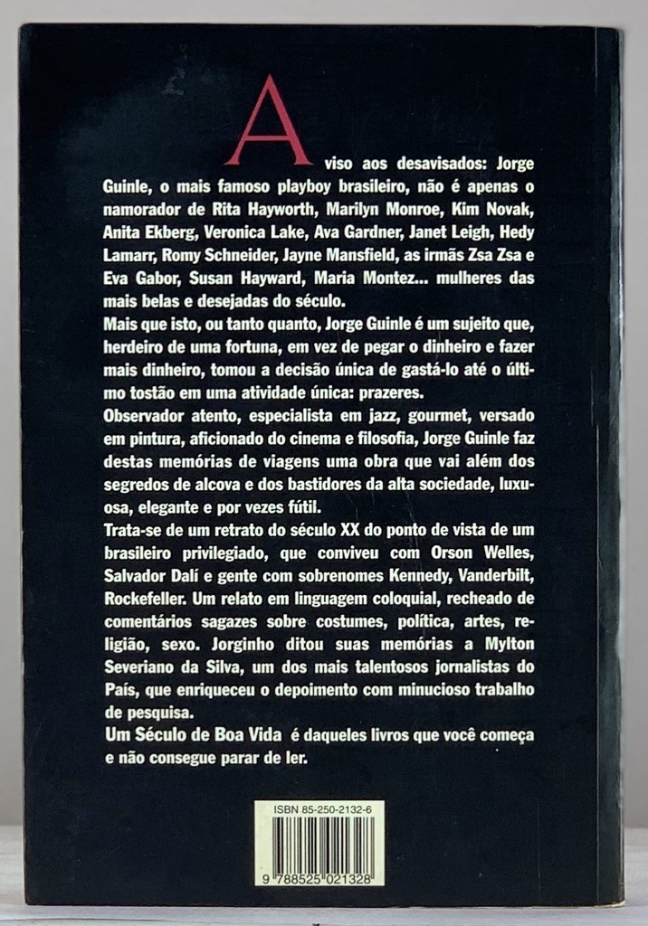 Jorge Guinle - Um Século de Boa Vida (Livro usado)