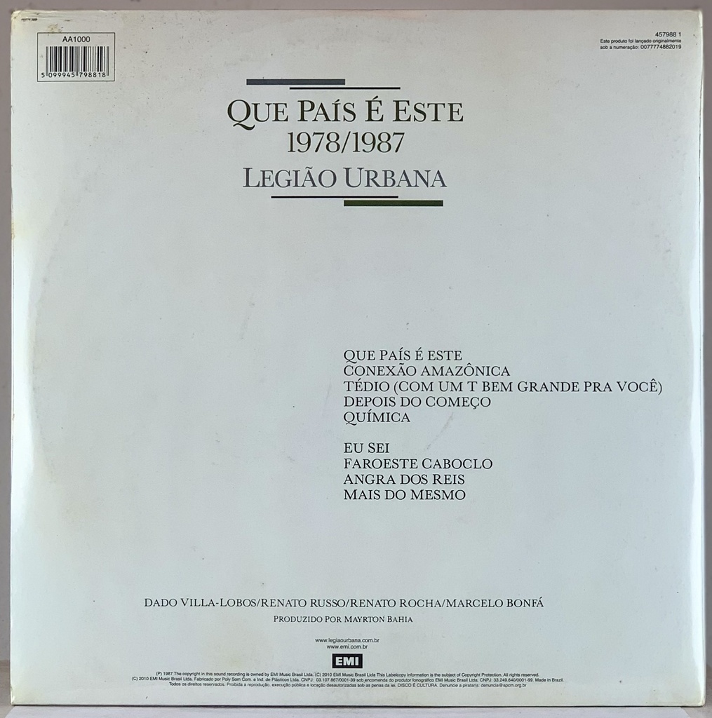 Legião Urbana - Que País é Este 1978/1987 [Ed.especial 180g, Capa dupla] (LP novo)