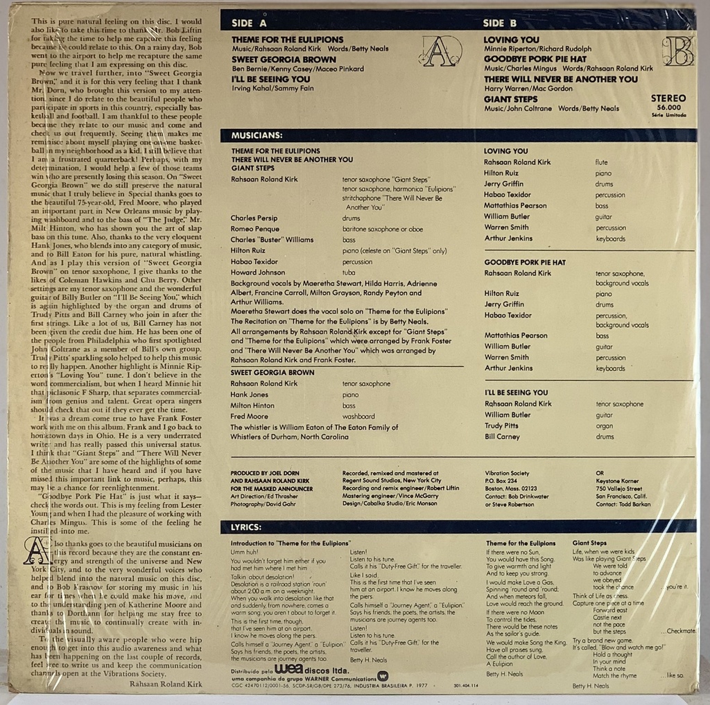 Rahsaan Roland Kirk – The Return of the 5000 Lb. Man (LP usado)