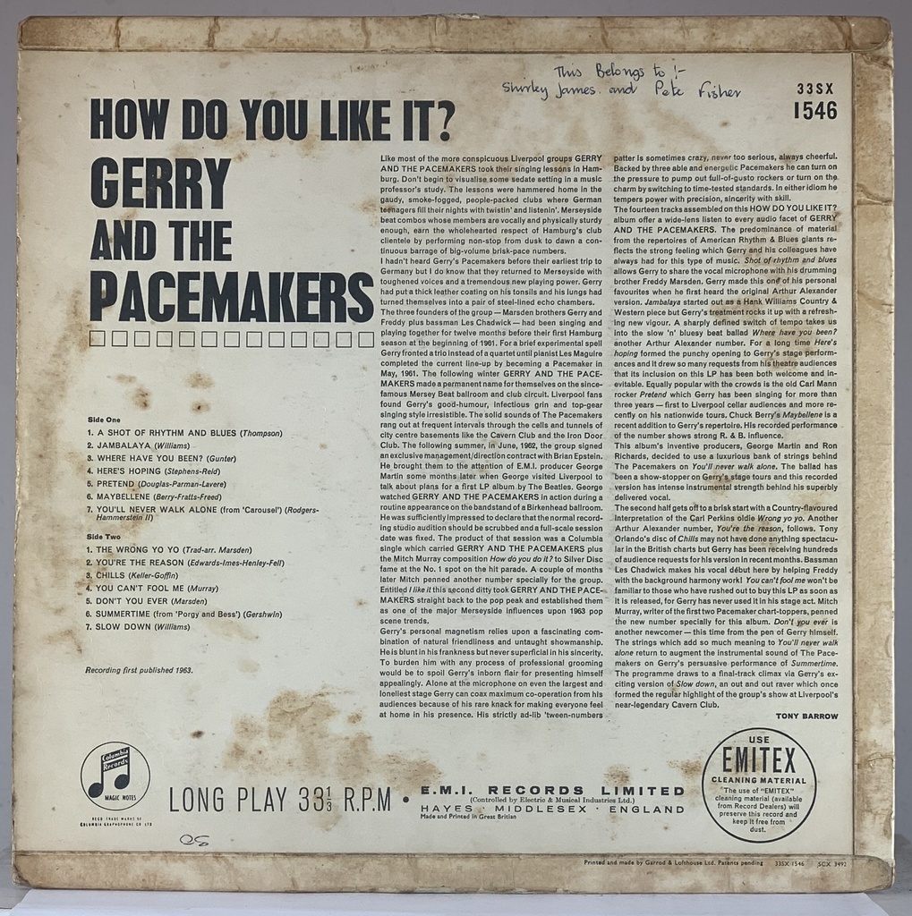 Gerry and The Pacemakers - How Do You Like It? [1ª edição](LP usado)