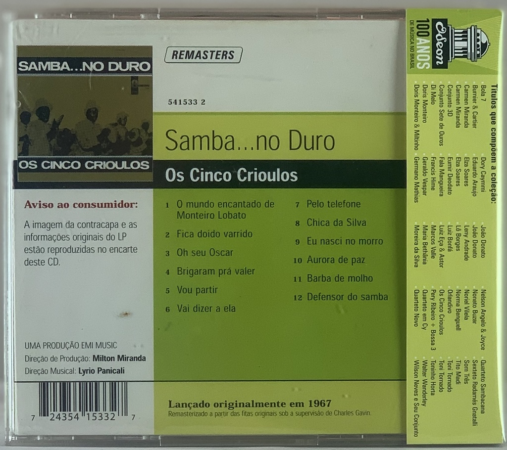 Os Cinco Crioulos – Samba...No Duro (CD usado)