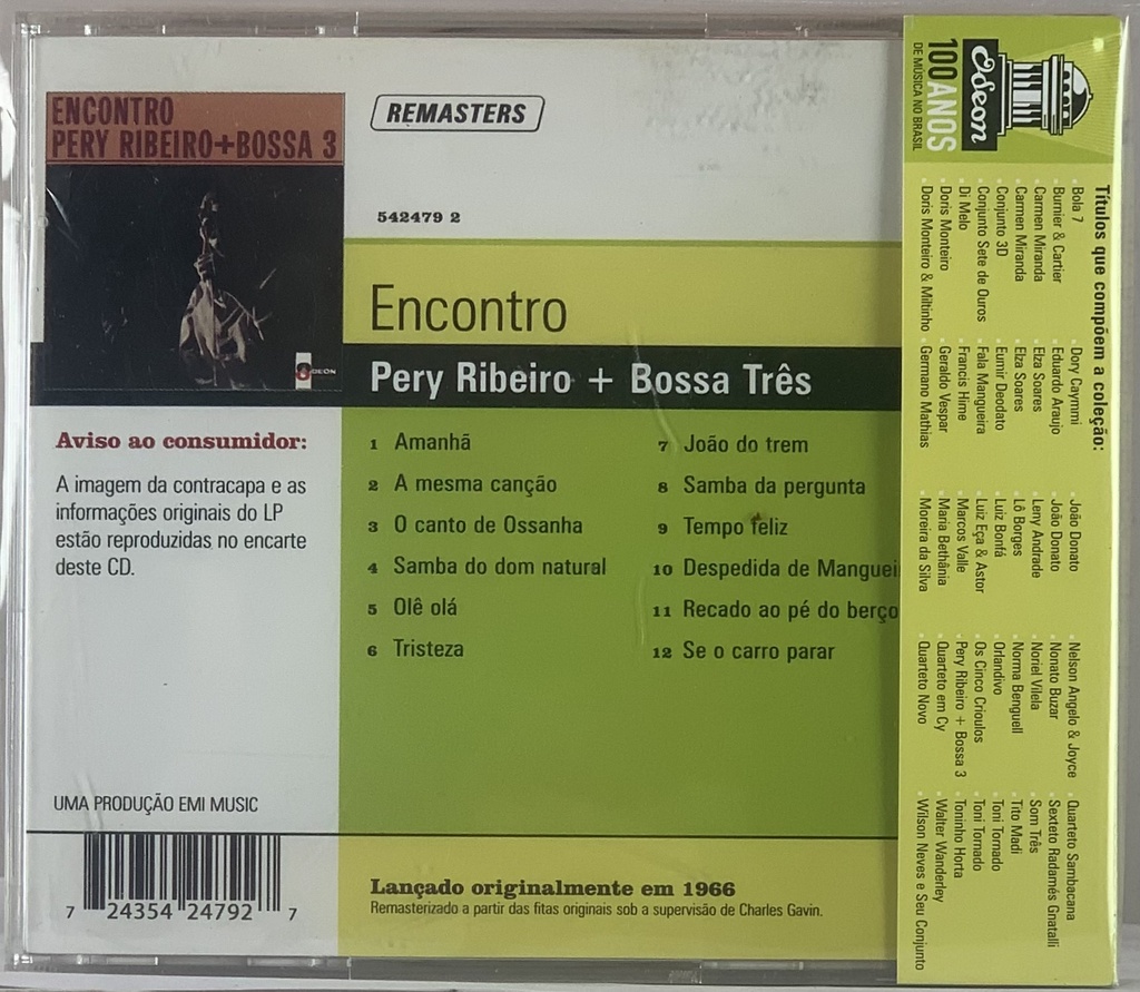 Pery Ribeiro + Bossa 3 - Encontro (CD usado)