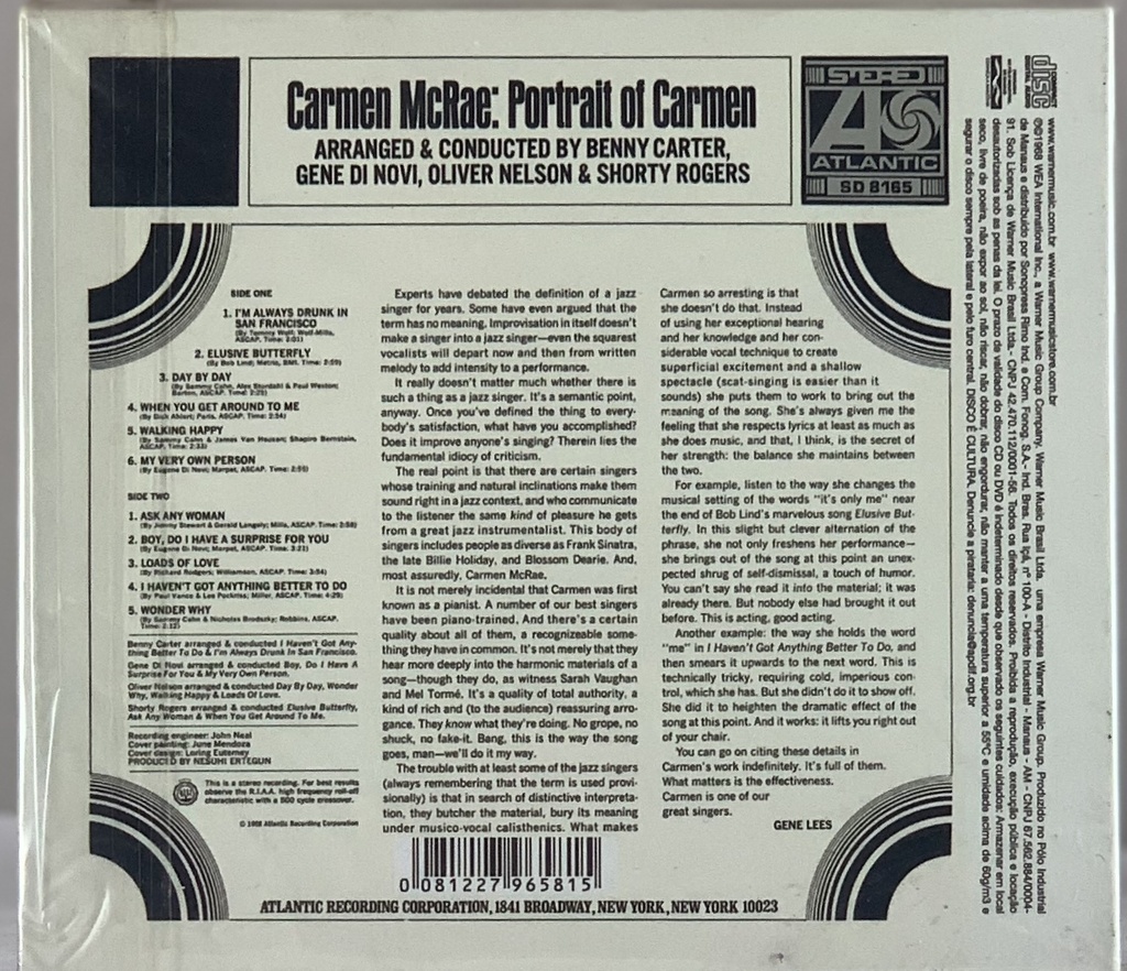 Carmen McRae – Portrait of Carmen (CD usado)