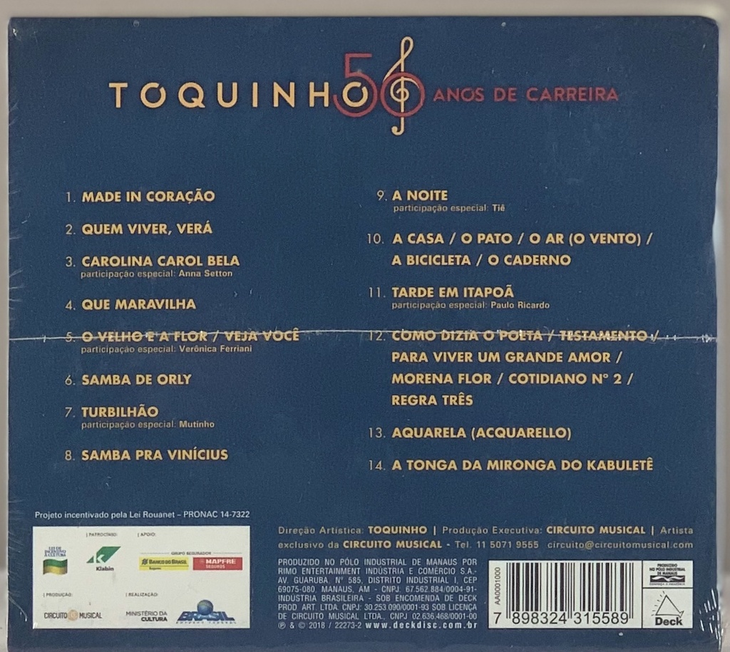 Toquinho – 50 Anos De Carreira (CD novo)