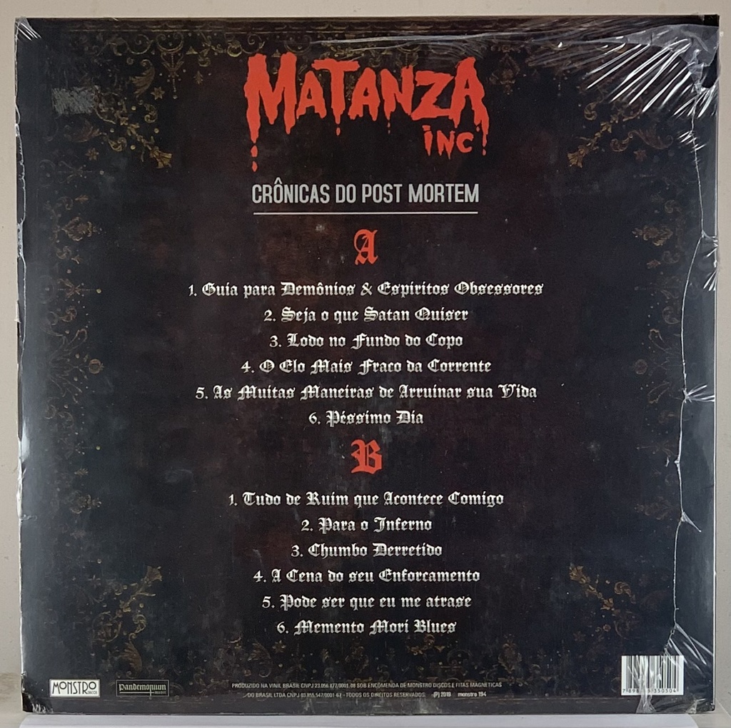 Matanza Inc – Crônicas do Post Mortem: Guia Para Demônios & Espíritos Obsessores (LP novo)
