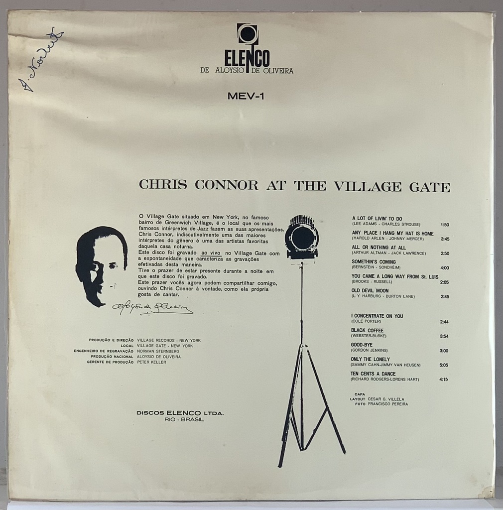 Chris Connor - At the Village Gate (LP usado)