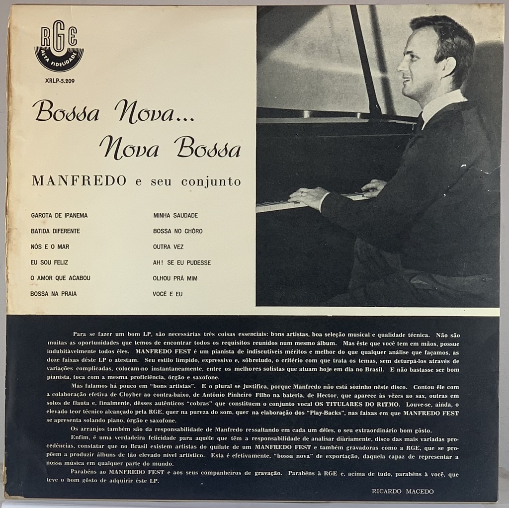 Manfredo e seu Conjunto - Bossa Nova, Nova Bossa (LP usado)