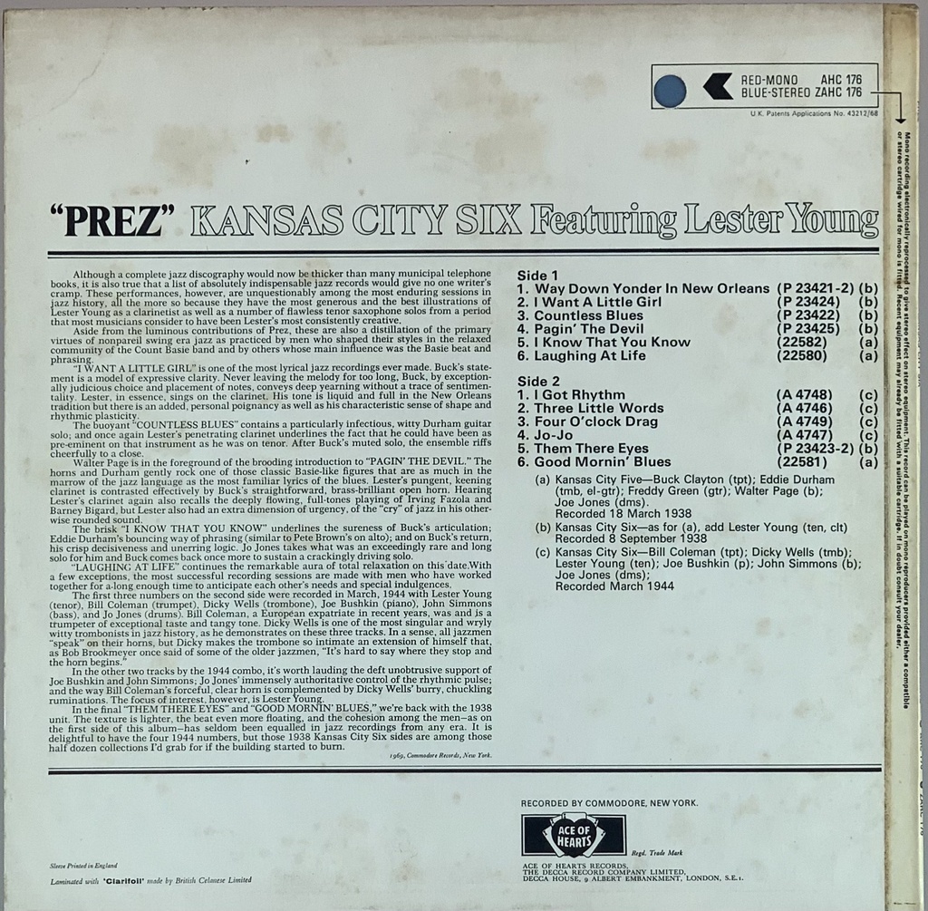 Kansas City Six Featuring Lester Young – "Prez"