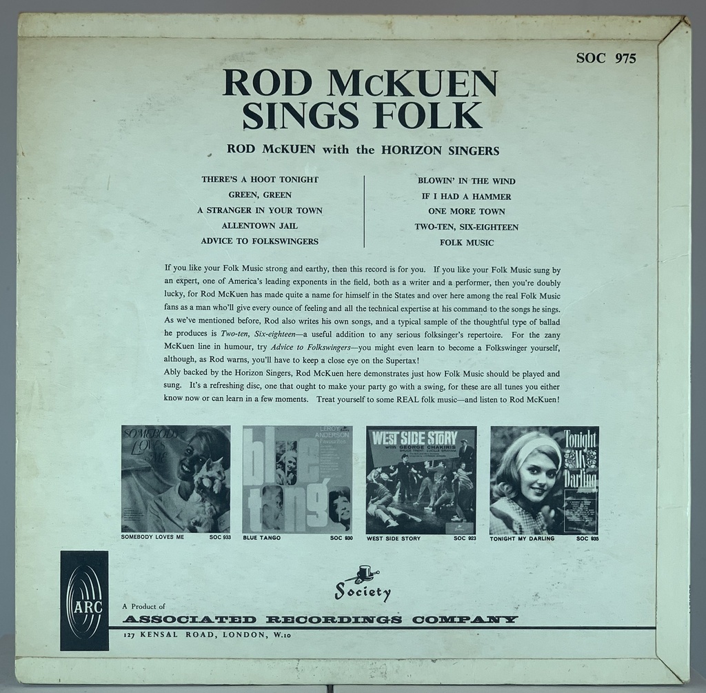 Rod McKuen with the Horizon Singers - Sings Folk (LP usado)