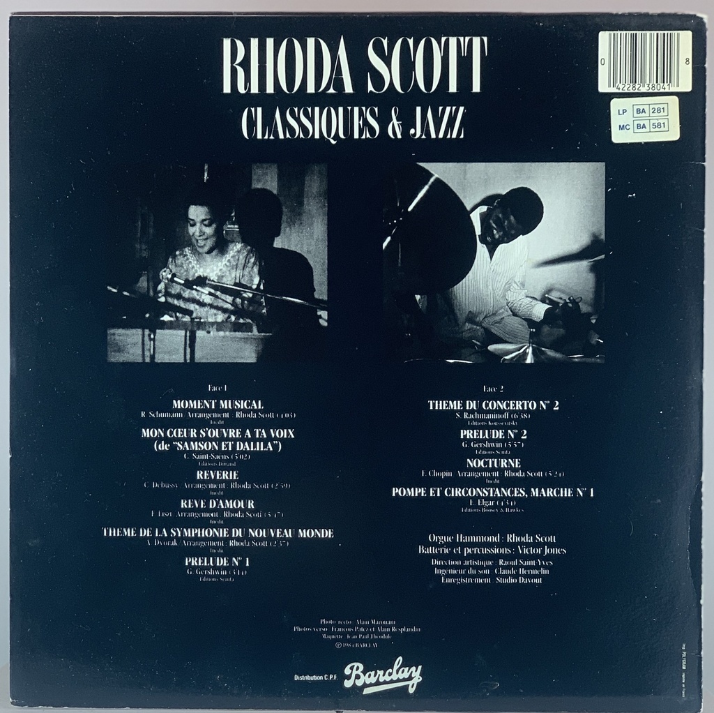Rhoda Scott – A L'Orgue Hammond [Classiques & Jazz] (LP usado)