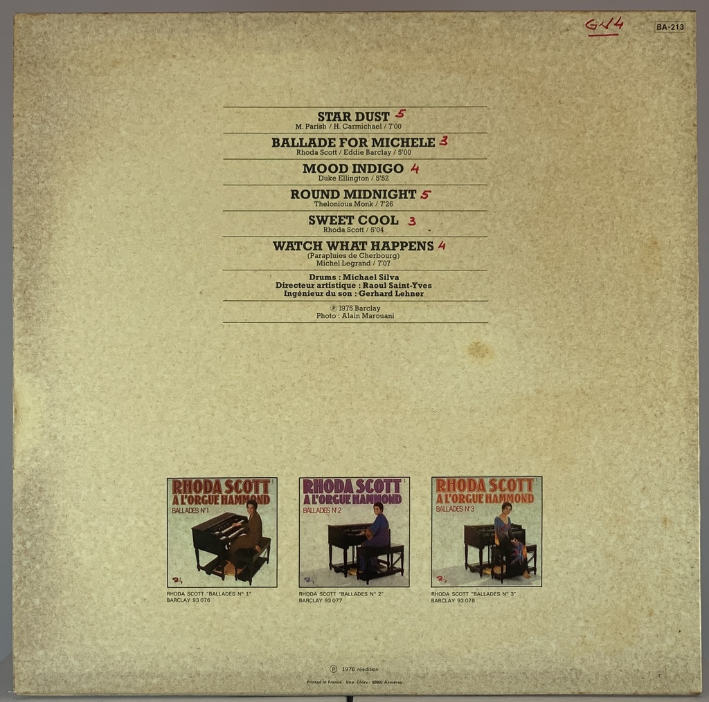 Rhoda Scott – A L'Orgue Hammond - Ballades № 3 (LP usado)