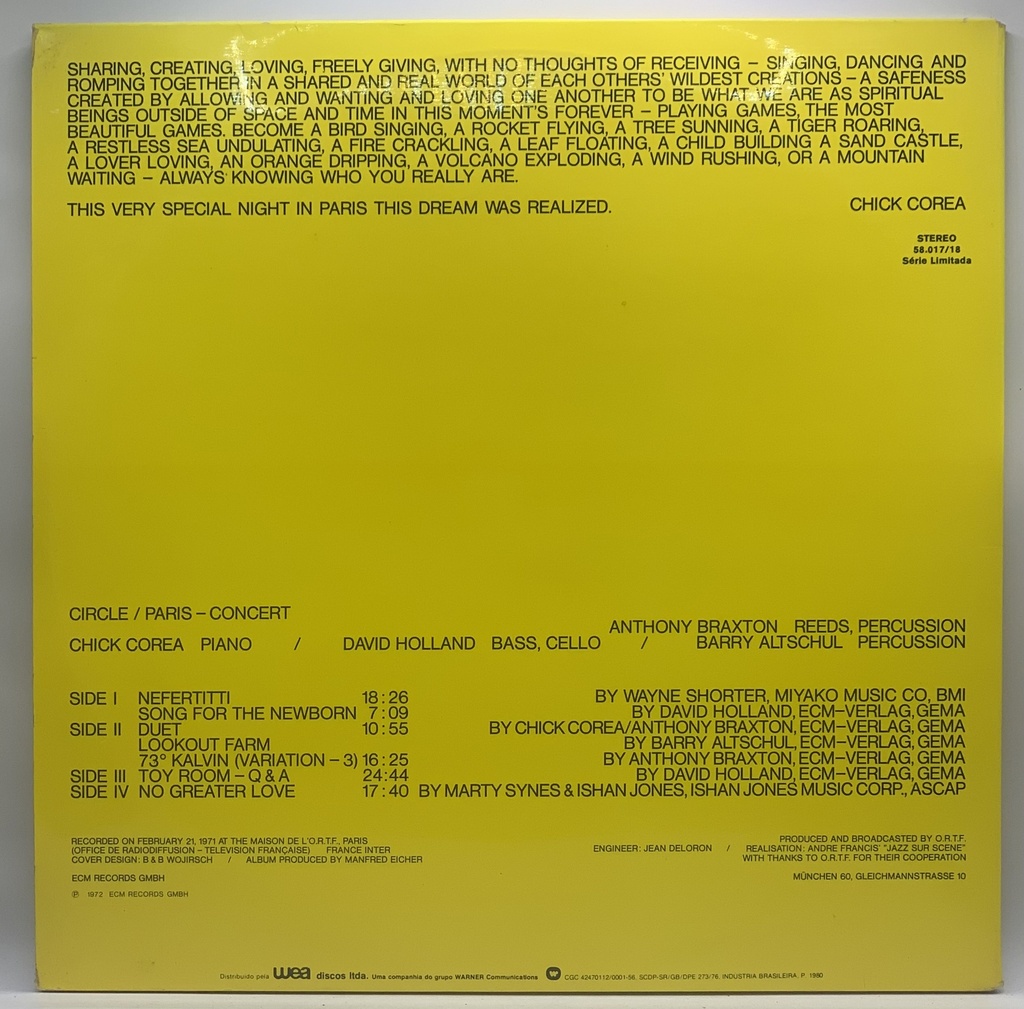 Anthony Braxton - Circle - Paris - Concert (2LPs usado)