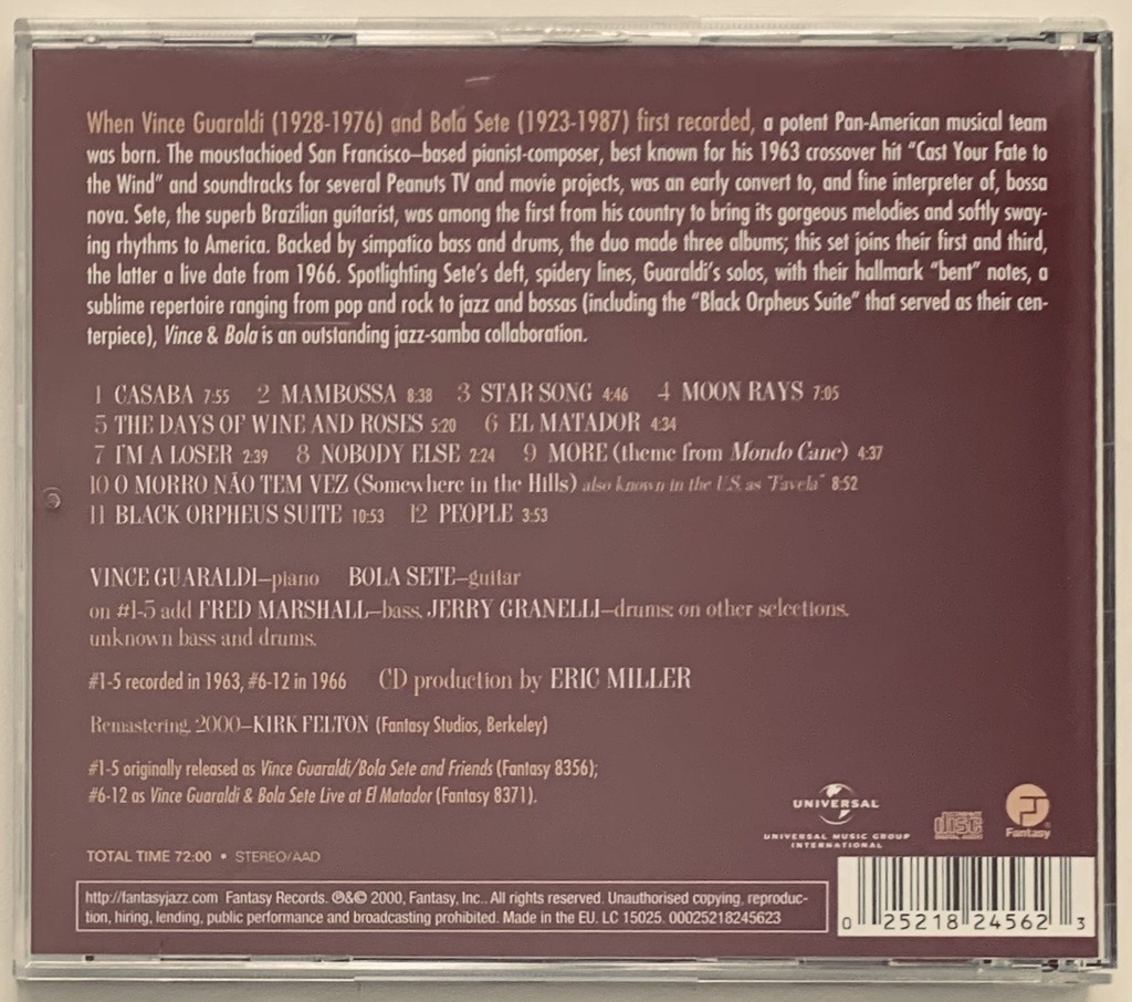 Vince Guaraldi & Bola Sete - Vince & Bola (CD usado)