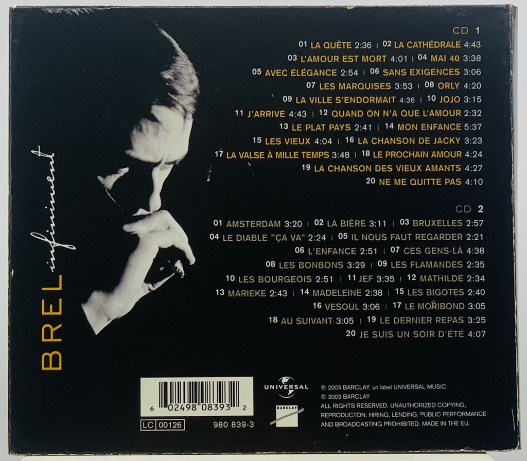 Jacques Brel - Infiniment (2CDs usado)