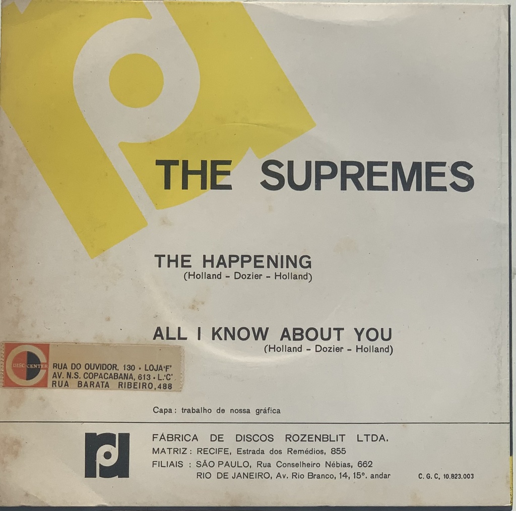Supremes, The – The Happening / All I Know About You (Vinil 7" usado)